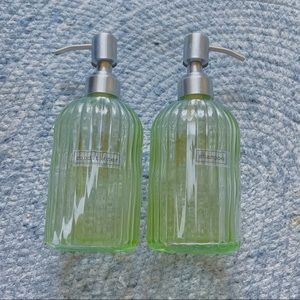 ♡ green glass decorative soap bottles ♡